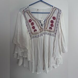 Embroidered White Boho Top
